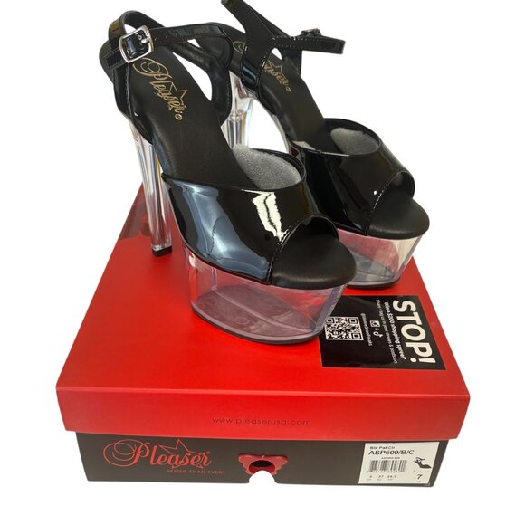 Pleasers Aspire Platforms Black & Clear (7) - Picture 3 of 3